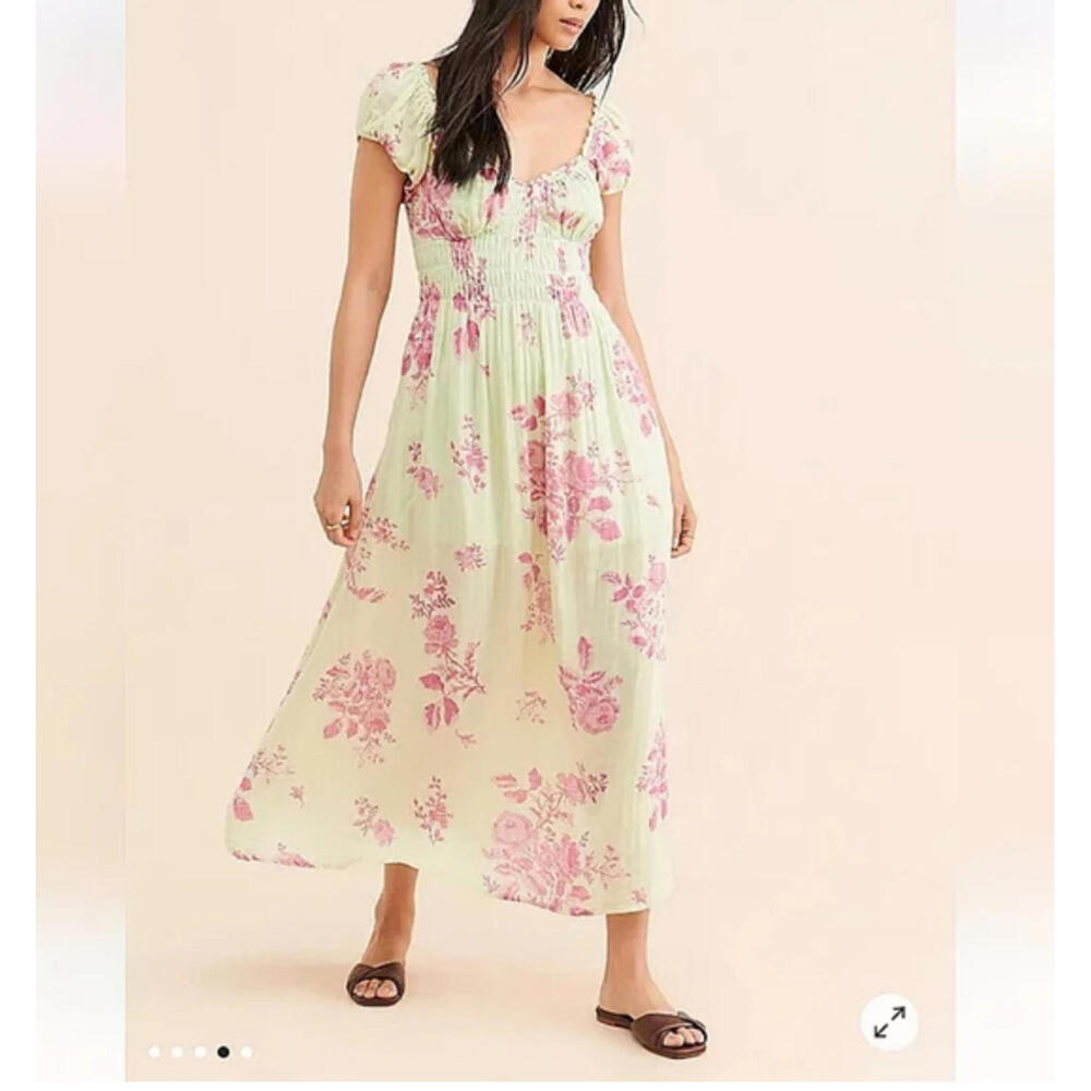 Free People - Floral Print Maxi Dress with Tie Back, size S
